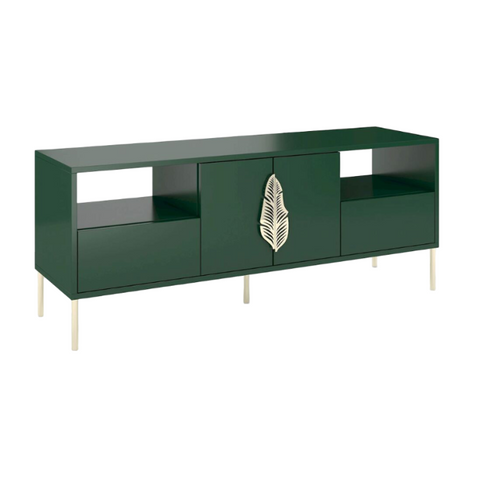 Meuble TV Bois Vert Et Doré 136x40x60cm