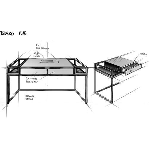 Bureau Métal Or 160x78x76cm