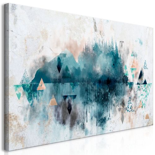 Tableau Abstrait Encadré John Lewis Saran I - Toile 90x60cm (bleu/or) - Neuf