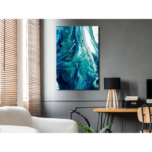 Tableau Abstrait Encadré John Lewis – Toile 90x60 Cm, Bleu/or, Accrochage Prêt