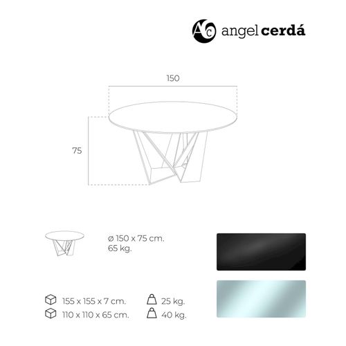 Table à Manger Métal Noir 150x150x75cm