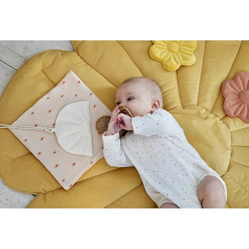 Tapis De Sol Molletonné Bébé Fleurs Jaune 110x110x3cm
