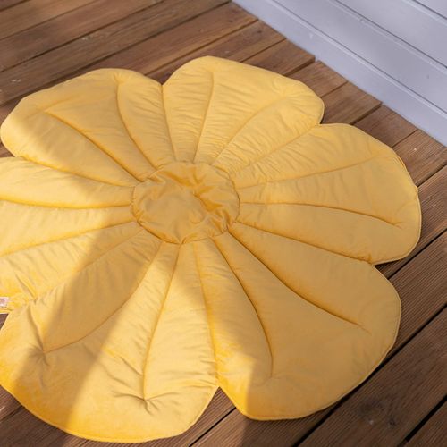 Tapis De Sol Molletonné Bébé Fleurs Jaune 110x110x3cm