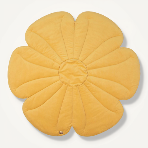 Tapis De Sol Molletonné Bébé Fleurs Jaune 110x110x3cm