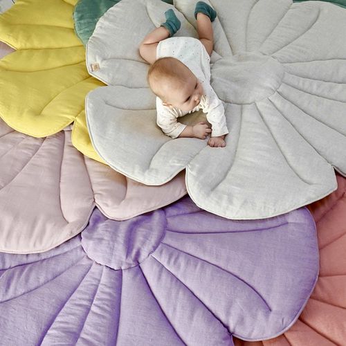 Tapis De Sol Molletonné Bébé Fleurs Rose 110x110x3cm