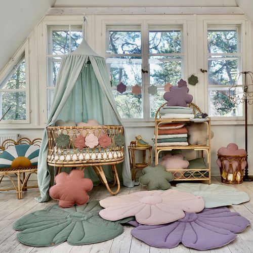 Tapis De Sol Molletonné Bébé Fleurs Rose 110x110x3cm