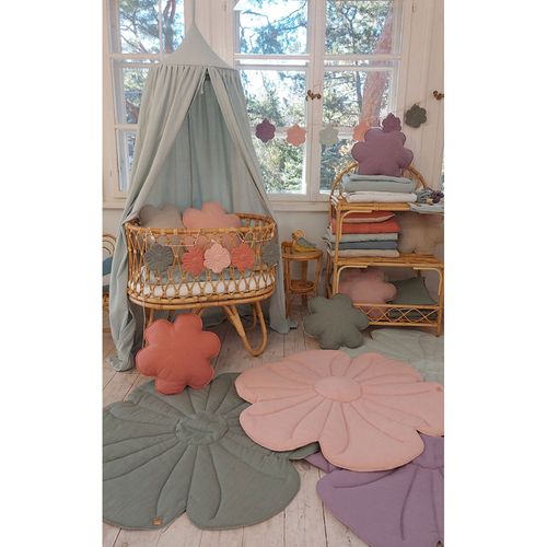 Tapis De Sol Molletonné Bébé Fleurs Rose 110x110x3cm