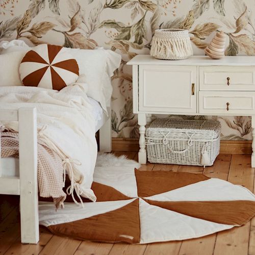 Tapis De Sol Molletonné Bébé Rond Marron 120x120x3cm