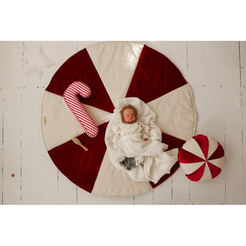 Tapis De Sol Molletonné Bébé Rond Rouge 120x120x3cm