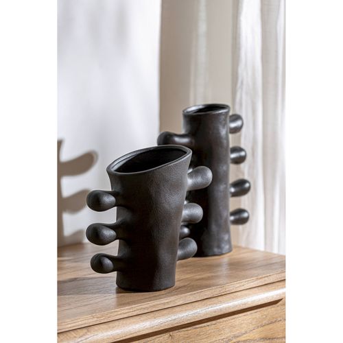 Olivia, vase décoratif, aluminium texturé noir - Boutique de