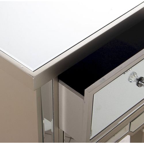 Table De Chevet élégante Finition Champagne 2 Tiroirs