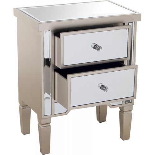 Table De Chevet élégante Finition Champagne 2 Tiroirs