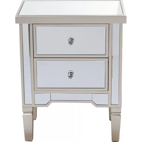 Table De Chevet élégante Finition Champagne 2 Tiroirs