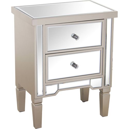 Table De Chevet élégante Finition Champagne 2 Tiroirs