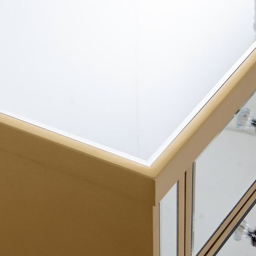 Table De Chevet élégante Dorée Avec Miroir Et Rangement