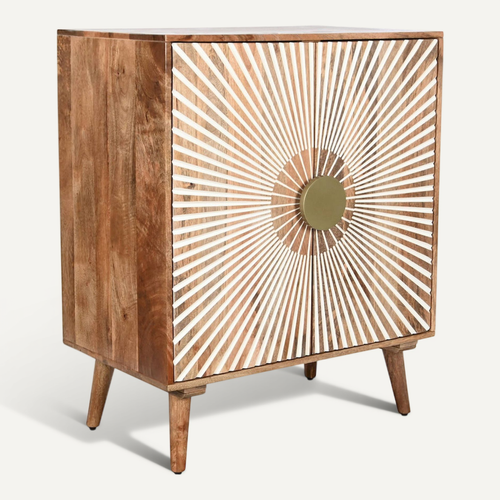 Buffet Scandinave élégant En Bois De Mangue Doré
