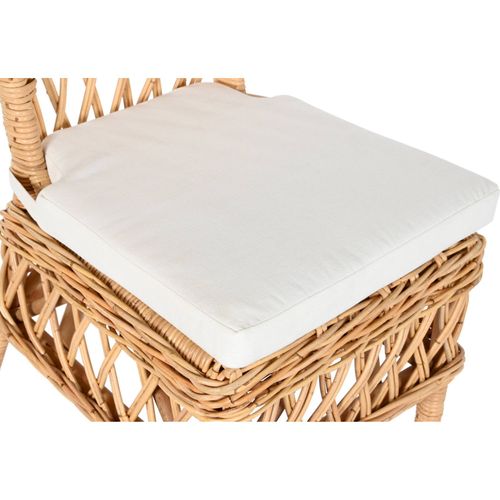 Chaise Cuisine élégante En Rotin Et Coussin Blanc Chic