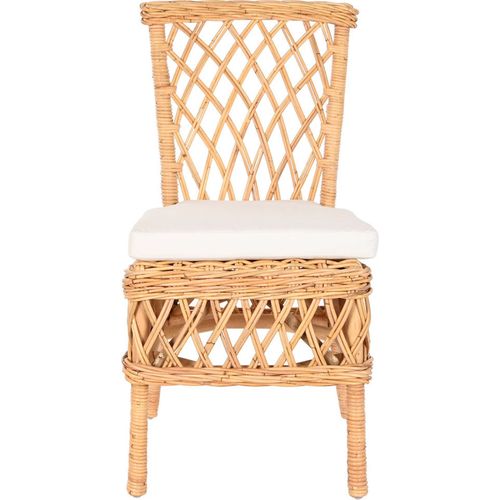 Chaise Cuisine élégante En Rotin Et Coussin Blanc Chic