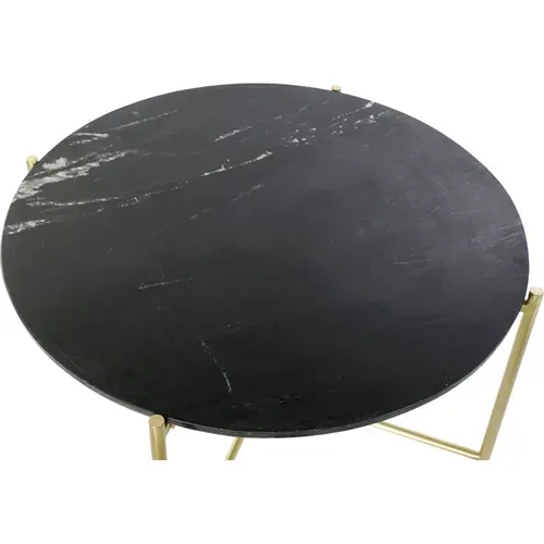 Table Basse élégance Marbre Noir Et Pieds Dorés