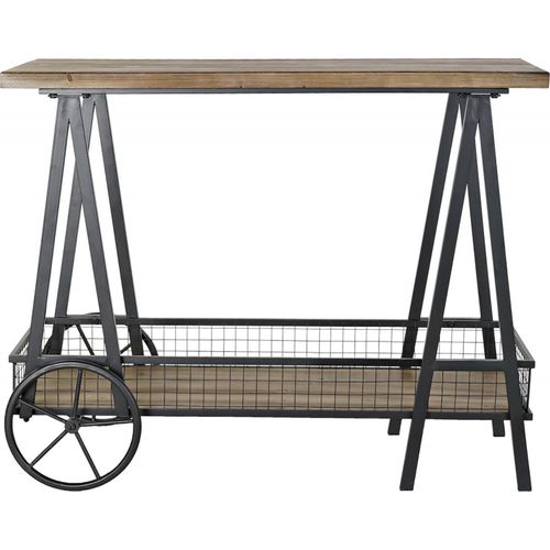 Console élégante Industrielle Avec Rangement Et Roues