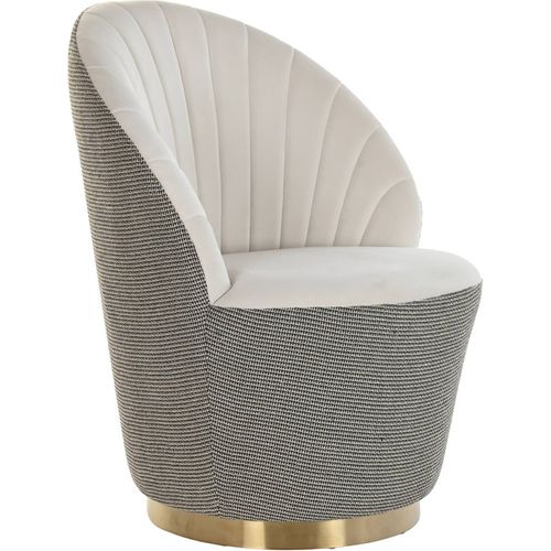 Fauteuil Chic Pied Doré Motif Pied-de-poule élégant