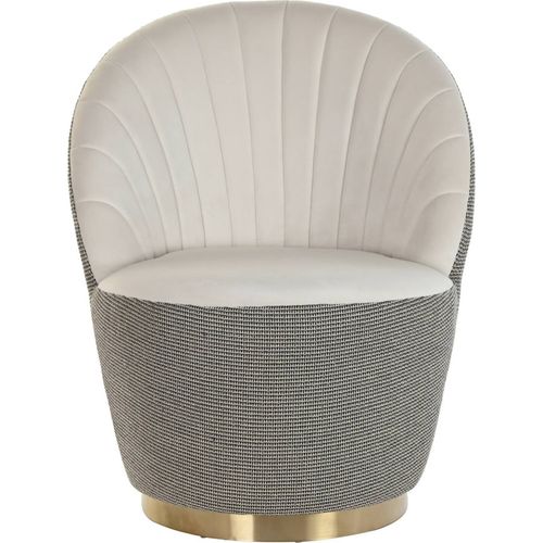Fauteuil Chic Pied Doré Motif Pied-de-poule élégant