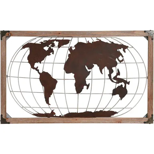 Décoration Murale Carte Du Monde En Métal Esprit Loft Cuivre Naturel