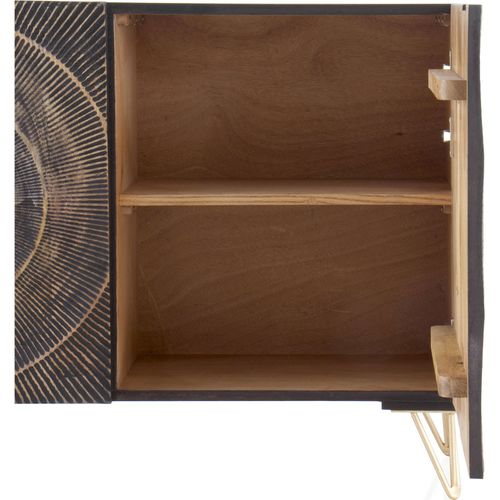 Buffet En Bois Noir Sculpté Et Pieds Dorés élégants