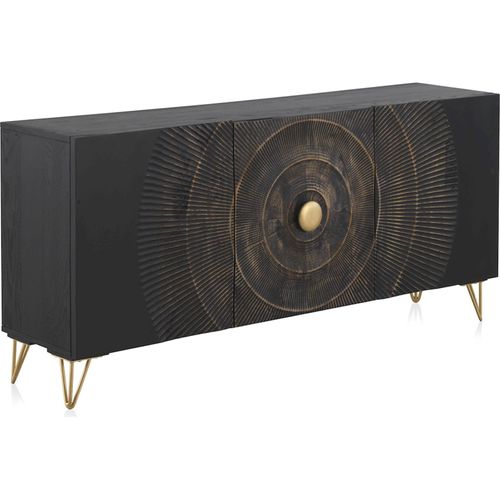 Buffet En Bois Noir Sculpté Et Pieds Dorés élégants