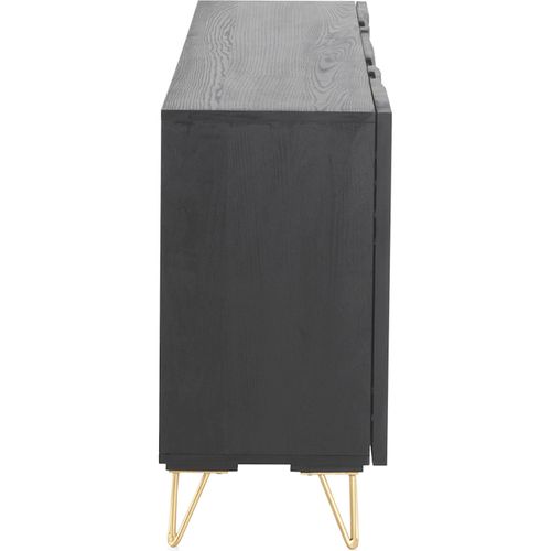 Buffet En Bois Noir Sculpté Et Pieds Dorés élégants
