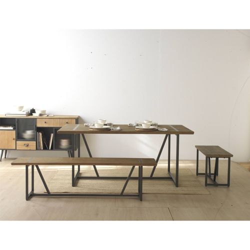 Buffet Métal Noir Et Bois Design Portes Verre Ondulé