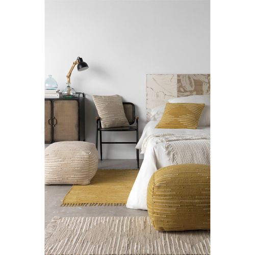 Pouf En Coton Doré Fait Main Multifonction Assise Cosy