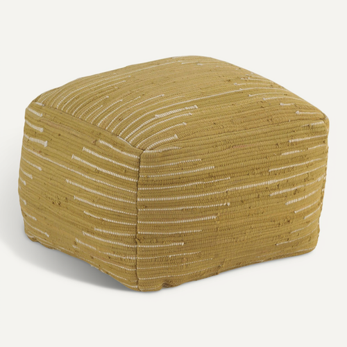 Pouf En Coton Doré Fait Main Multifonction Assise Cosy