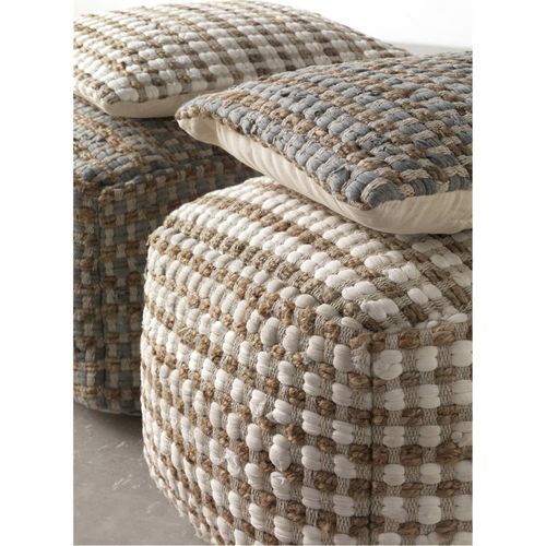 Pouf Tissé Main En Coton Et Jute Naturel Multifonction Intérieur
