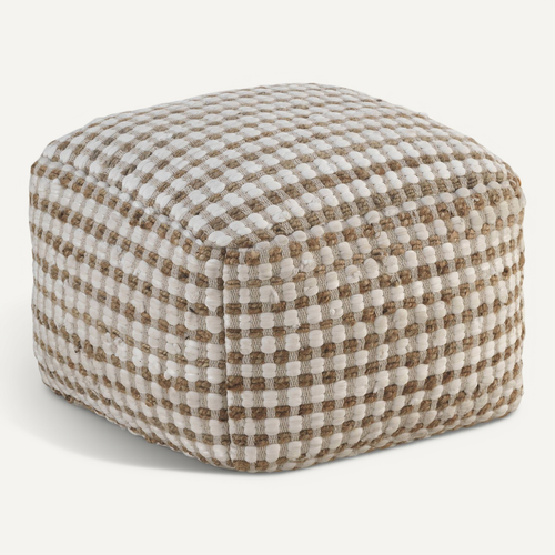 Pouf Tissé Main En Coton Et Jute Naturel Multifonction Intérieur