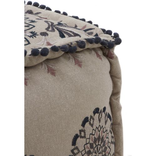 Pouf Rectangulaire Multicolore Brodé Géométrique Assise Douce