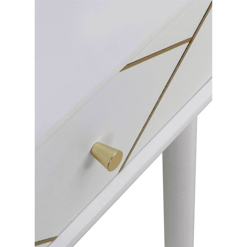 Table De Chevet Blanche Laquée Détail Doré élégant