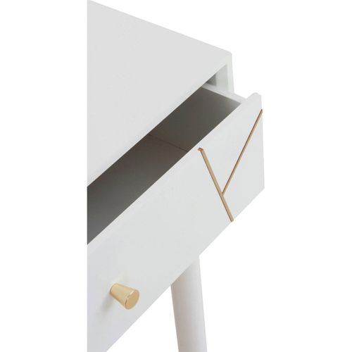 Table De Chevet Blanche Laquée Détail Doré élégant