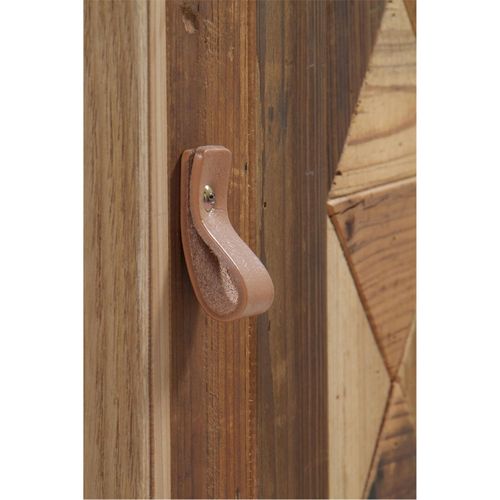 Chevet Bois Recyclé Porte Unique Design Métal Et Cuir