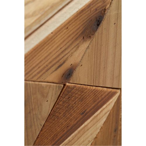 Chevet Bois Recyclé Porte Unique Design Métal Et Cuir
