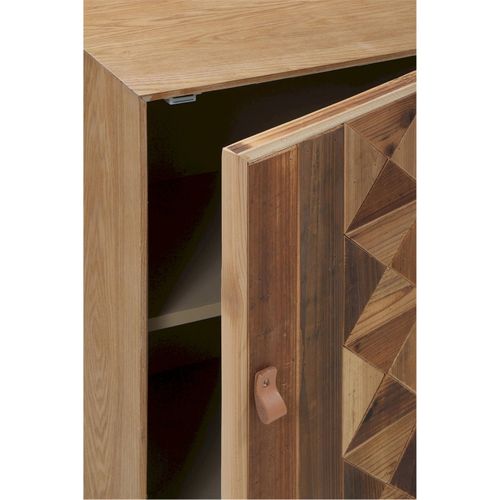 Chevet Bois Recyclé Porte Unique Design Métal Et Cuir