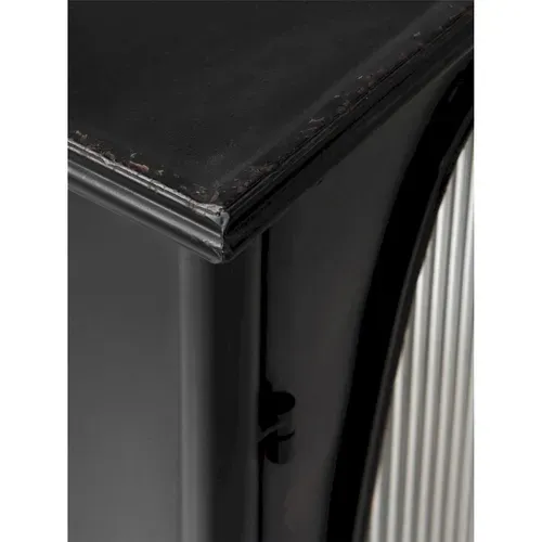 Vitrine Métal Noir Style Industriel Porte Verre Ondulé