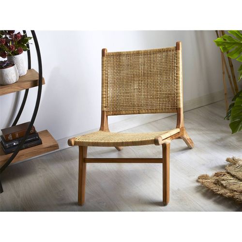 Fauteuil Lounge En Teck Et Rotin Naturel Style Bohème Chic