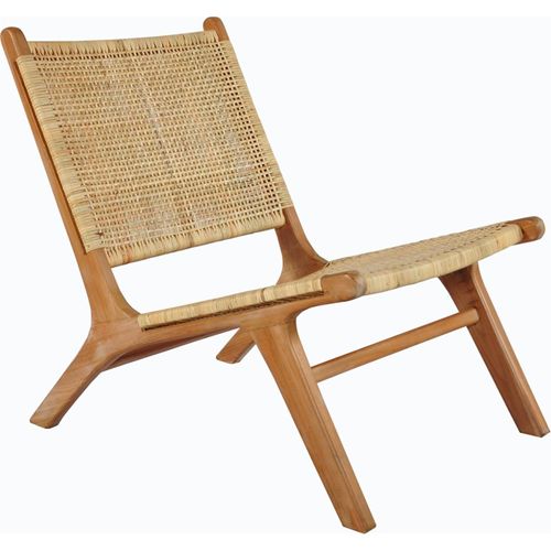 Fauteuil Lounge En Teck Et Rotin Naturel Style Bohème Chic