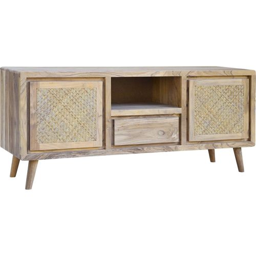 Meuble TV Design Naturel En Acacia Et Cannage Rattan