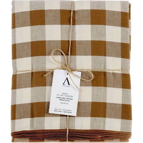 Nappe Vichy Marron En Lin Et Coton Écoresponsable