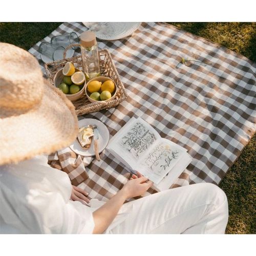 Nappe Vichy Marron En Lin Et Coton Écoresponsable