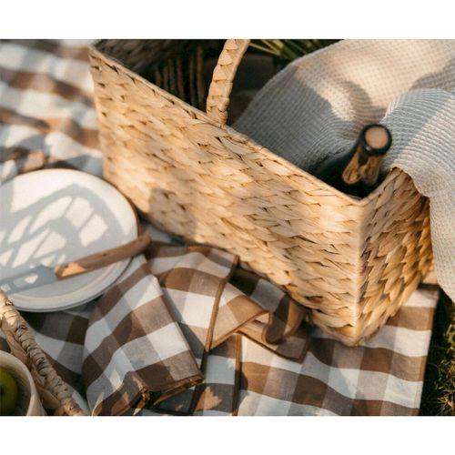 Nappe Vichy Marron En Lin Et Coton Écoresponsable