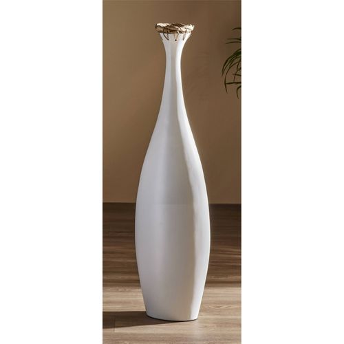 Vase Bambou Blanc Tressage Naturel Décoration élégante