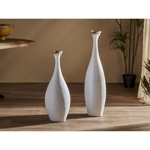 Vase Bambou Blanc Tressage Naturel Décoration élégante